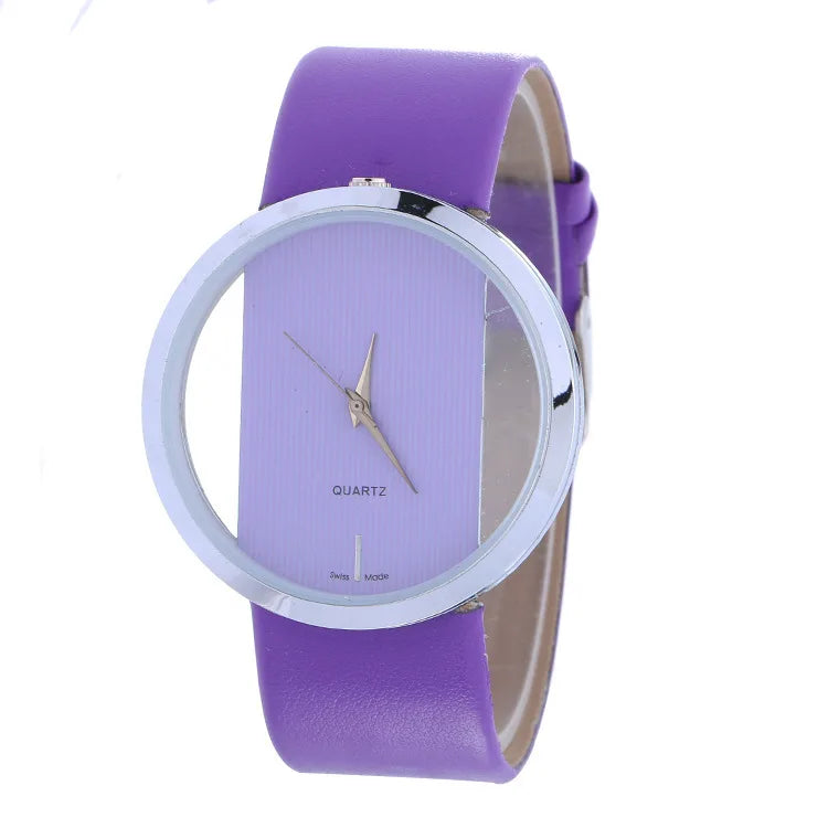 Fashion Women Watches Famous Hollow Ladies Wrist Watch Women Transparent Leather Strap Quartz Watch Relogio Feminino Clock