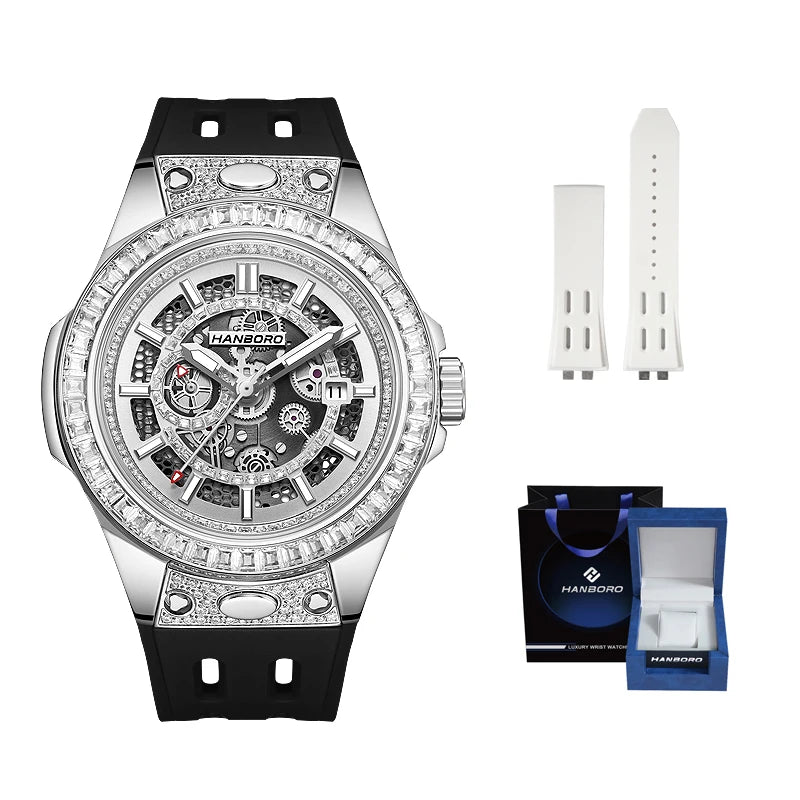 HANBORO super Bang Collection Fashion Light Luxury Quick Release Replaceable Strap Men's Automatic Mechanical Watch