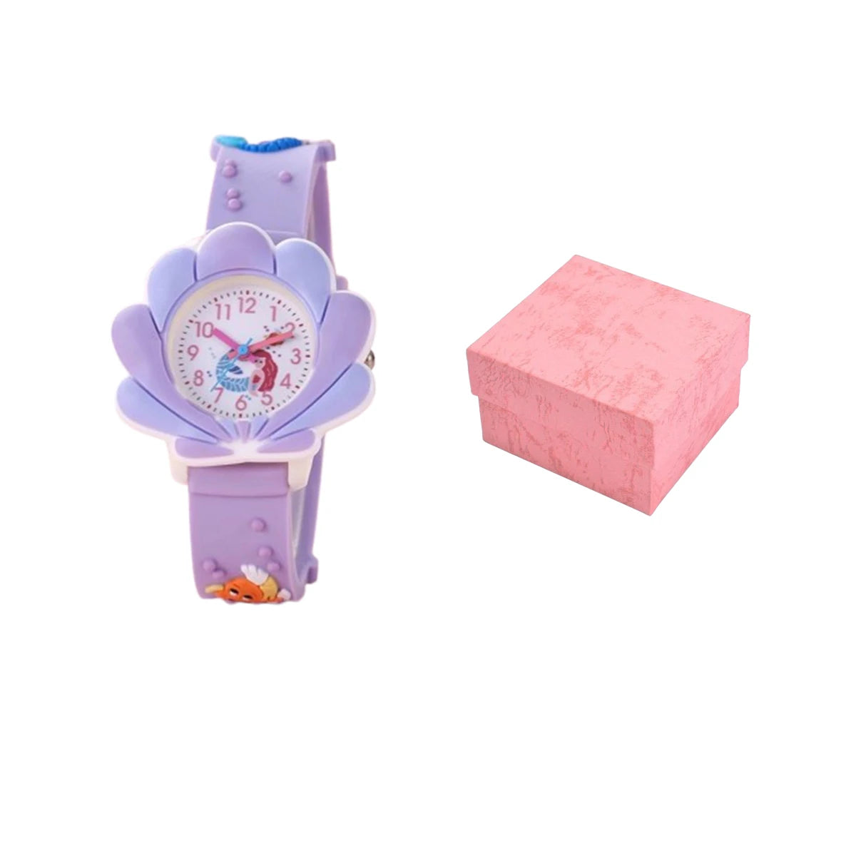 1/2/4pcs-Mermaid 3D Cartoon Shell Watch - Enchanting Colorful Design for Christmas Gifts, Watches, and Bracelets Set for Girls