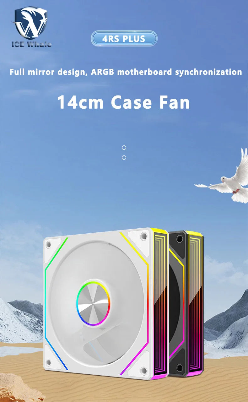 ICE Whale Prism 4RS Plus ARGB PC Case Fan 14cm Infinity Mirror Design Motherboard Light Sync 4PIN PWM CPU Cooler Fan ventilador