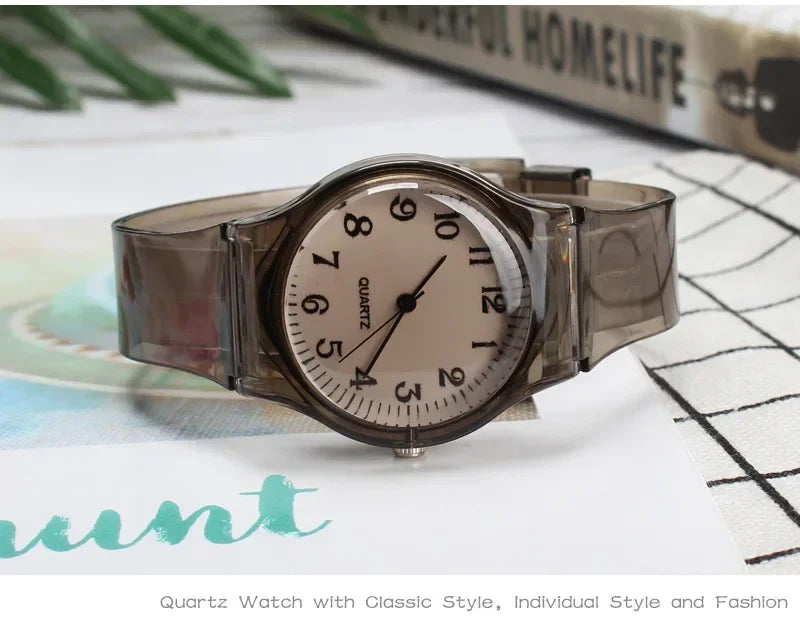 Kids Watch Children Quartz Watches Wristwatch Jelly for Girl and Boy Clocks Sport Baby Student Transparent Plastic Montre Femme