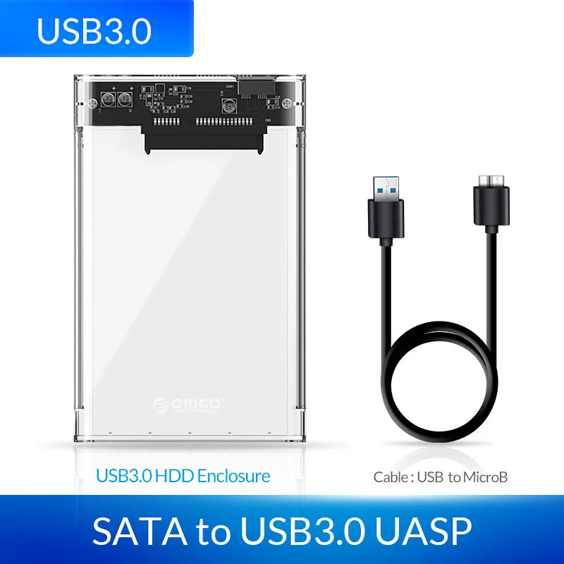 ORICO 2.5'' Transparent HDD Case SATA to USB 3.1 Gen2 10Gbps External Hard Drive Case HDD Enclosure SSD Disk Case Support UASP