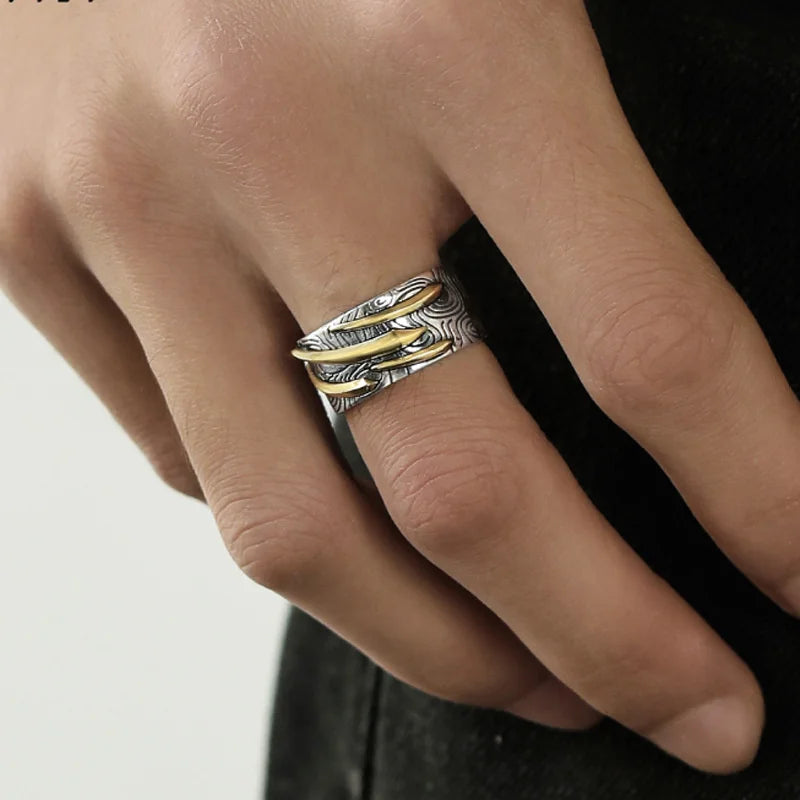 Lucky Meteor Ring For Men Jewelry Personality Gold Black Collision Index Finger Ring Silver 925 Male Party Accessories