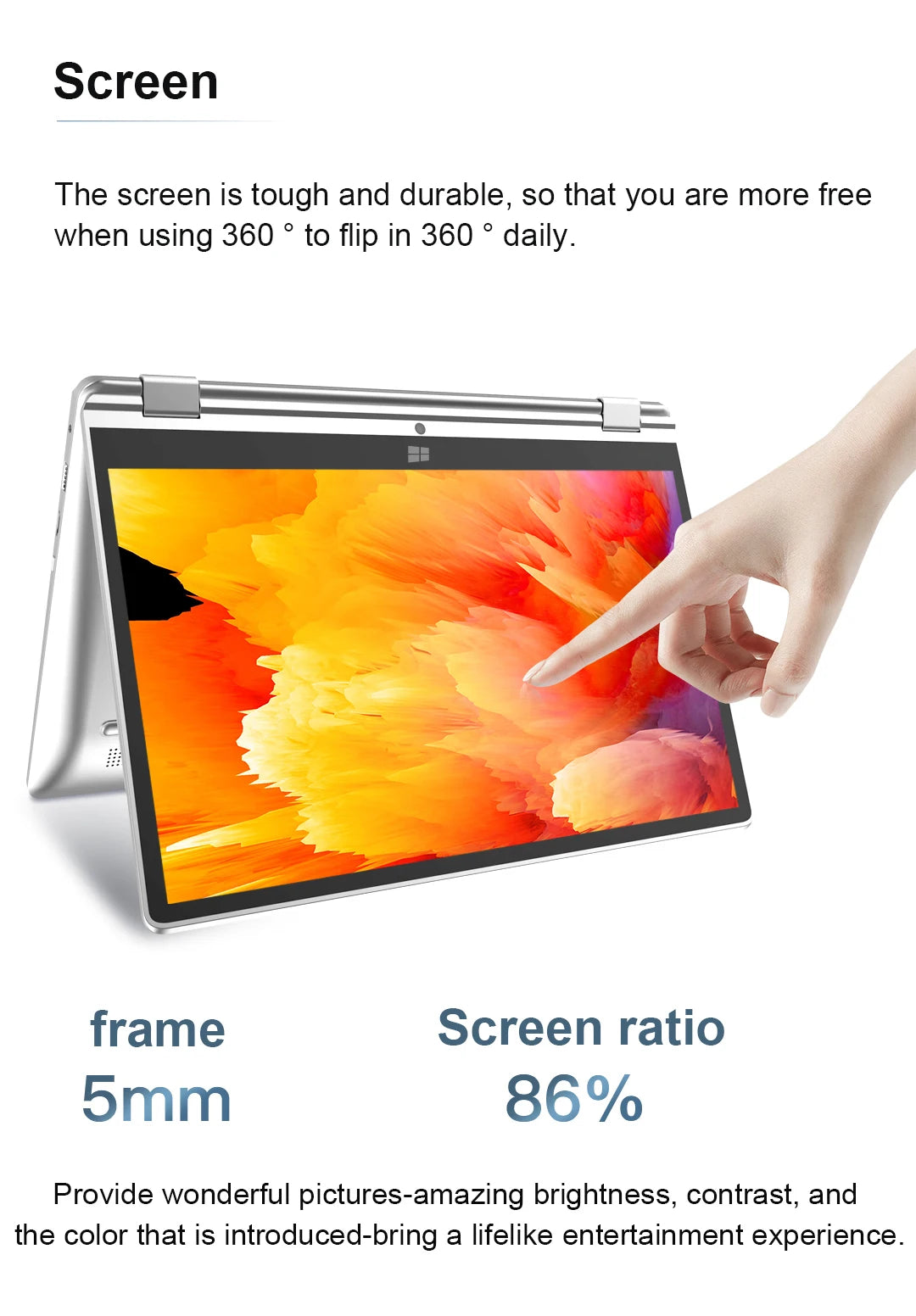 2 in 1 mini Laptop Computer Portable Touch Screen 11.6" Intel i7-8500Y 8GB 1TB Windows 11 Pro Office Learning Tablet PC Notebook