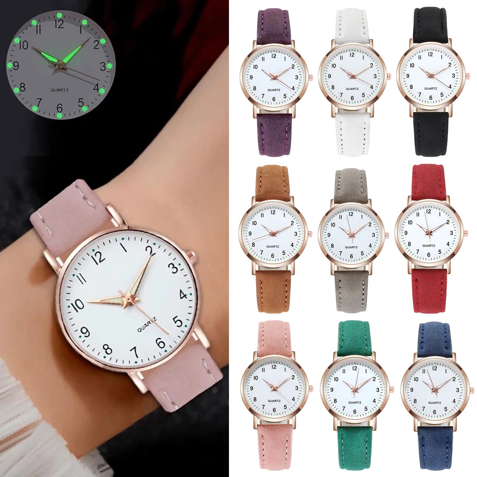 Women'S Simple Quartz Wristwatch Leather Strap Circular Arabic Numeral Dial Elegant Ladies Wristwatch Ladies Watch Gift