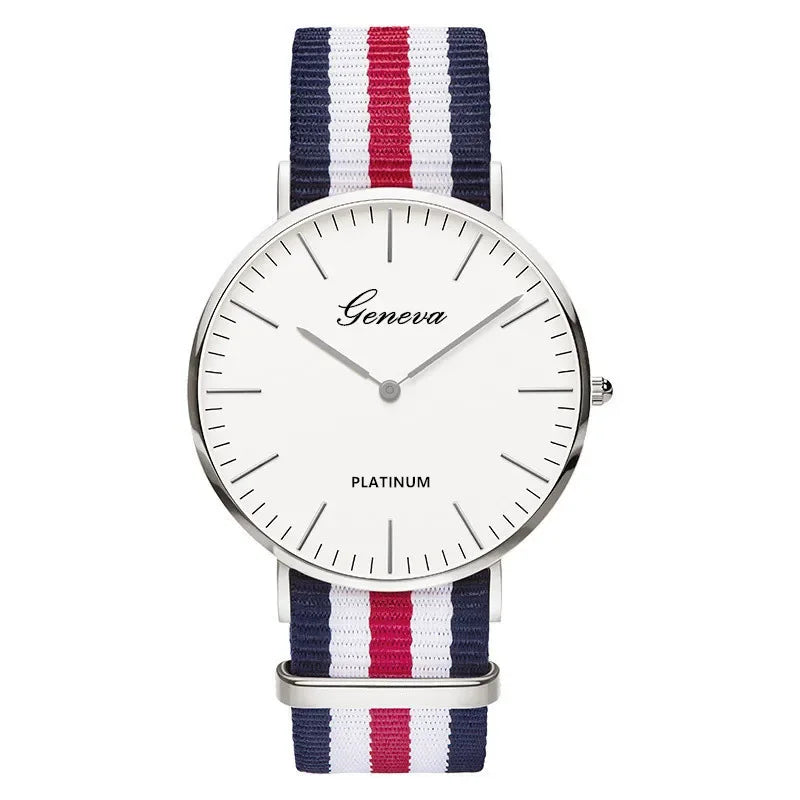 Fashion Women's Watch Top Brand Stripe Nylon Band Analog Quartz Wristwatch for Woman Simple Luxury Ladies Clock Gift Reloj Mujer