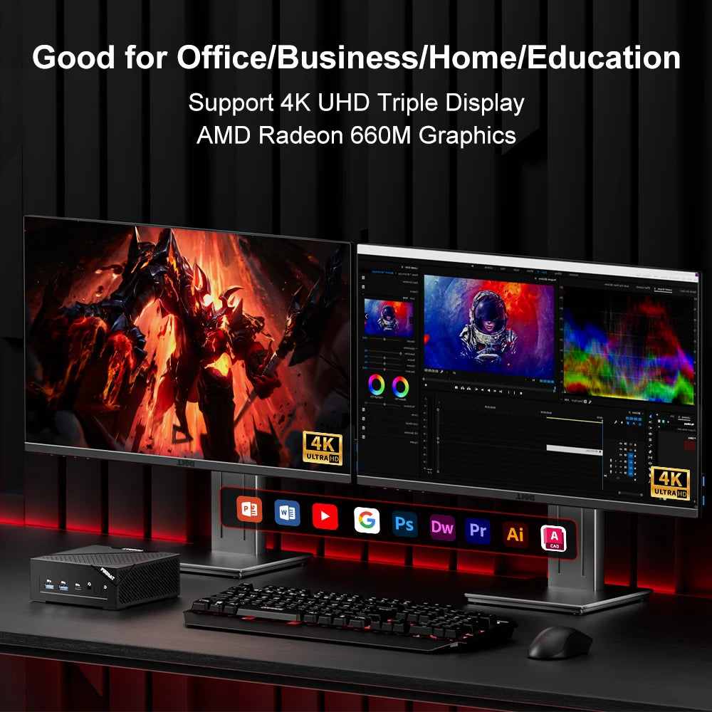 FIREBAT AM02 MINI-PC AMD Ryzen 5 6600H DDR5 16GB RAM 512GB 1TB SSD WIFI6 BT5.2 Portable Desktop MINI-PC Gaming Computer 4K@60hz