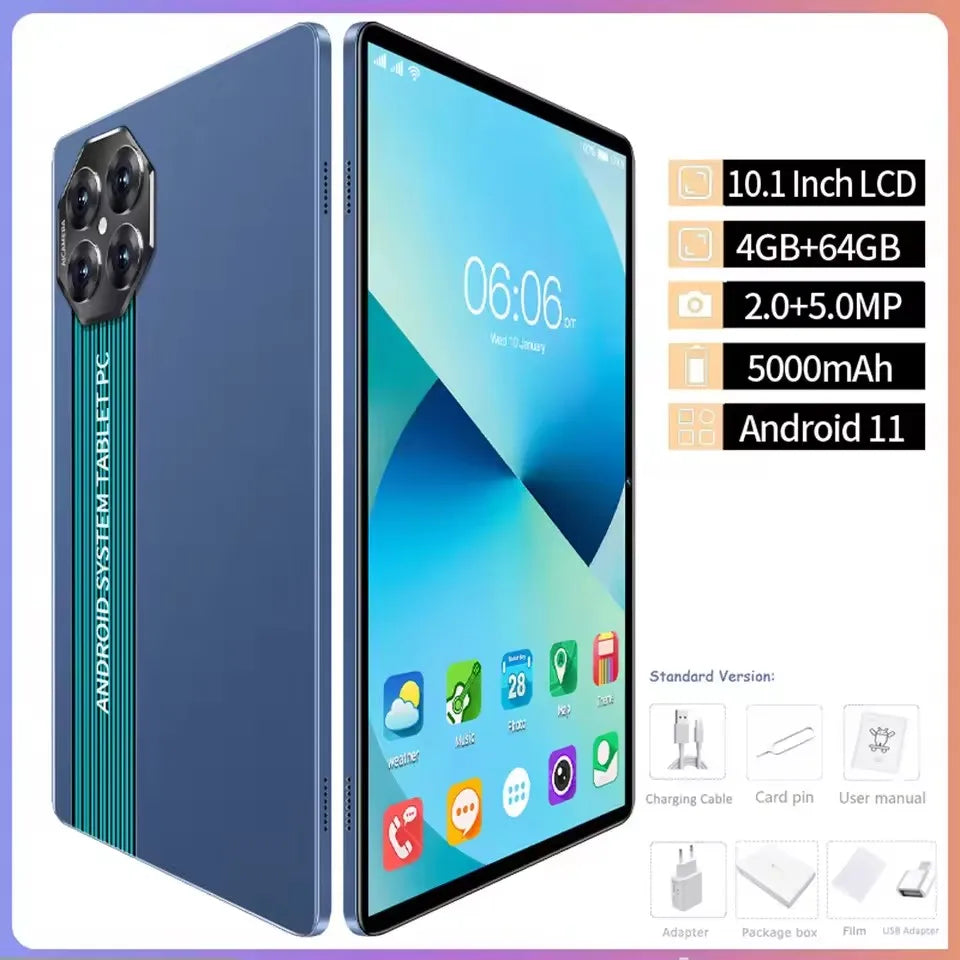 ew 10.1 Inch Tablets 4GB RAM 64GB Android 11 Octa Core Dual Cameras Dual SIM 3G Phone Call Tablets Global Version