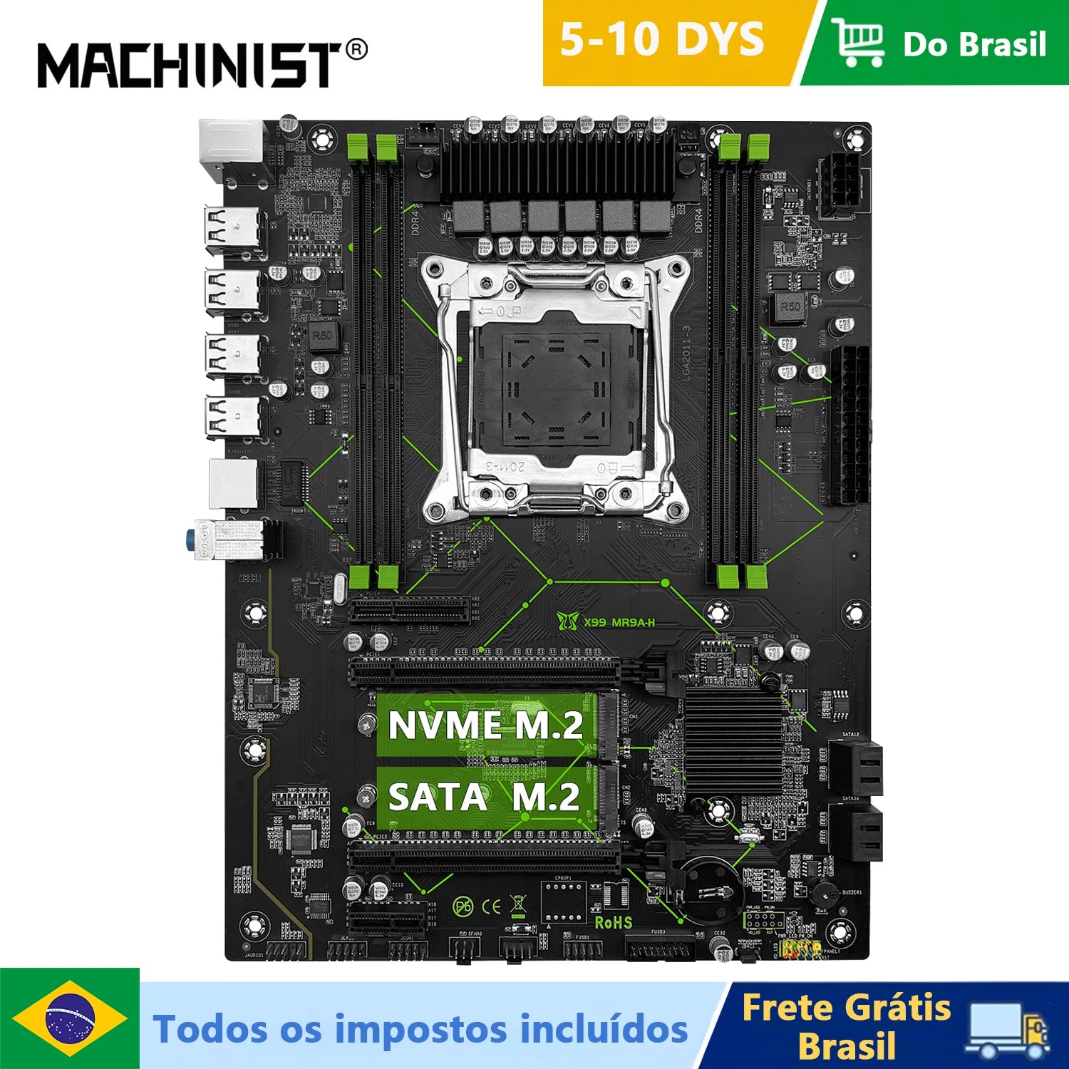 MACHINIST X99 MR9A-H Motherboard Support LGA 2011-3 Xeon E5 V3 V4 CPU Processor DDR4 RAM Memory ATX NVME/SATA M.2