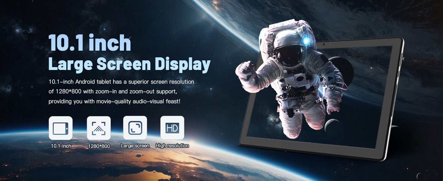 URAO C11 Tablet 10.1 Inch Android 14 Phablet 8GB RAM 64GB ROM (1TB TF) Widevine L1 HD Octa-Core 2.0 GHz WiFi 6 Bluetooth 5.0